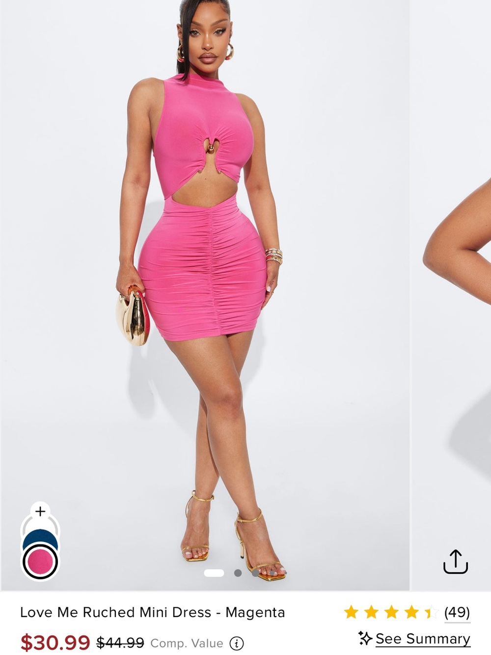 Love Me Ruched Mini Dress - Magenta